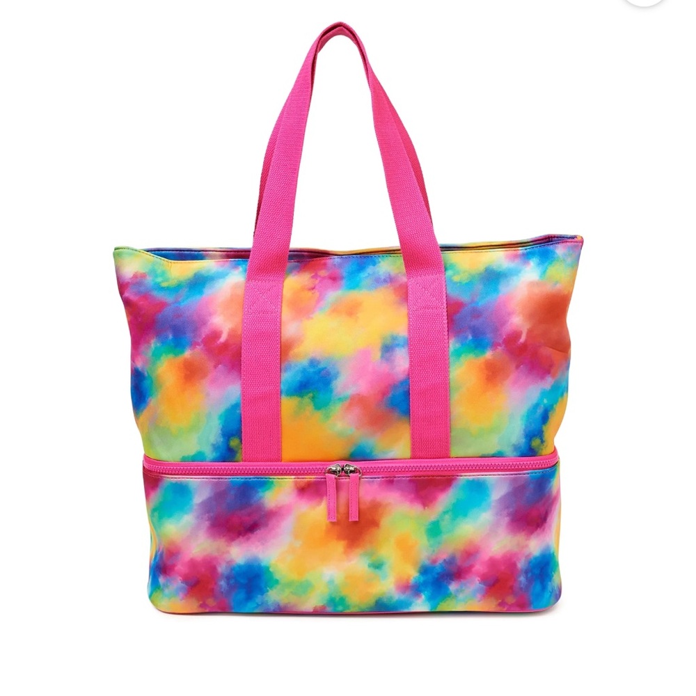 No Boundaries Women’s Beach Bag with Zip Bottom Cooler Multi Tie Dye